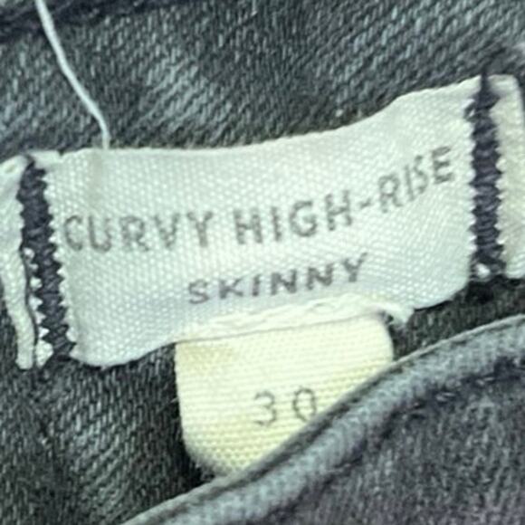 Madewell Black Distressed Curvy Cropped High Rise Skinny Denim Jeans Size 30 - Picture 5 of 6